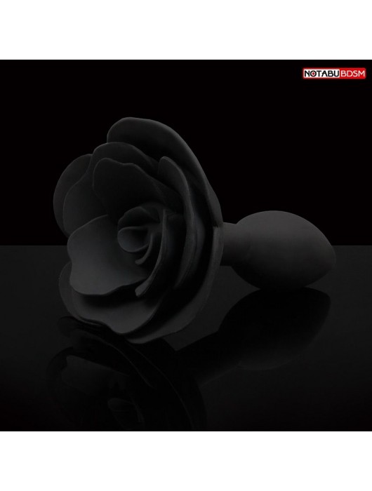 Черная гладкая анальная втулка-роза - Notabu - купить с доставкой в Нижневартовске