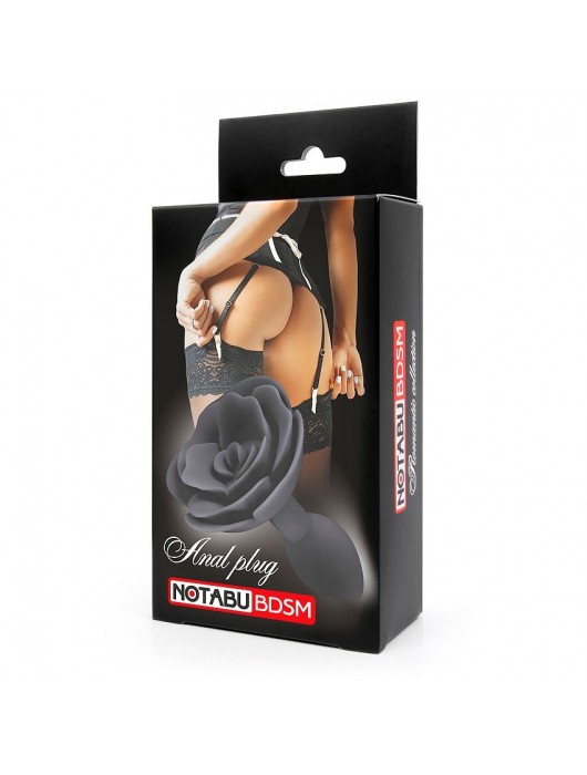 Черная гладкая анальная втулка-роза - Notabu - купить с доставкой в Нижневартовске