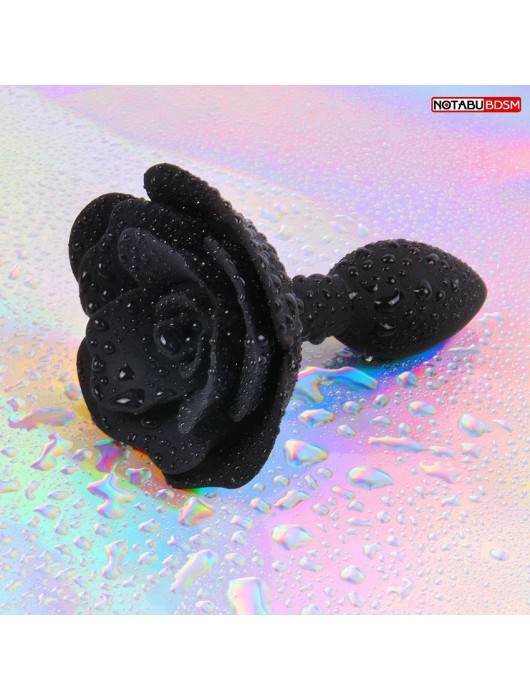 Черная гладкая анальная втулка-роза - Notabu - купить с доставкой в Нижневартовске