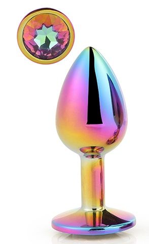 Голографическая анальная втулка с радужным кристаллом - 7,1 см. - Dream Toys - купить с доставкой в Нижневартовске