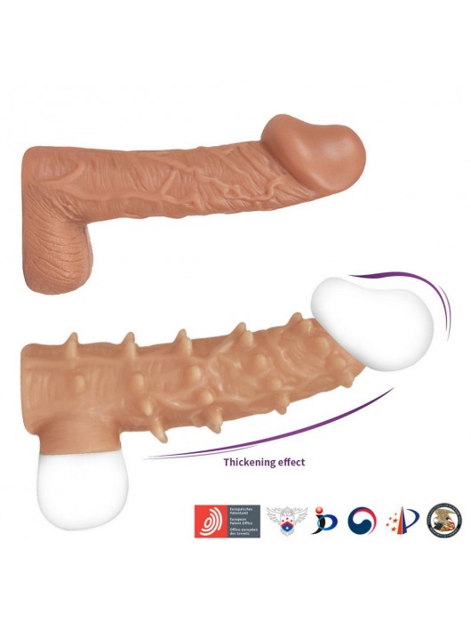 Телесная насадка с шипами и открытой головкой Nude Sleeve L - 14 см. - KOKOS - в Нижневартовске купить с доставкой