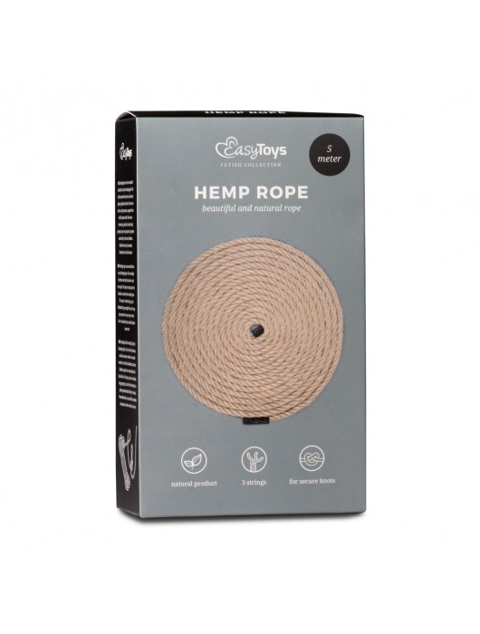 Пеньковая веревка для связывания Hemp Rope - 5 м. - Easy toys - купить с доставкой в Нижневартовске