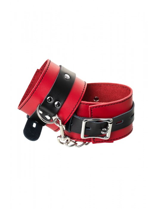 Красно-черные оковы на ноги из кожи - ToyFa - купить с доставкой в Нижневартовске