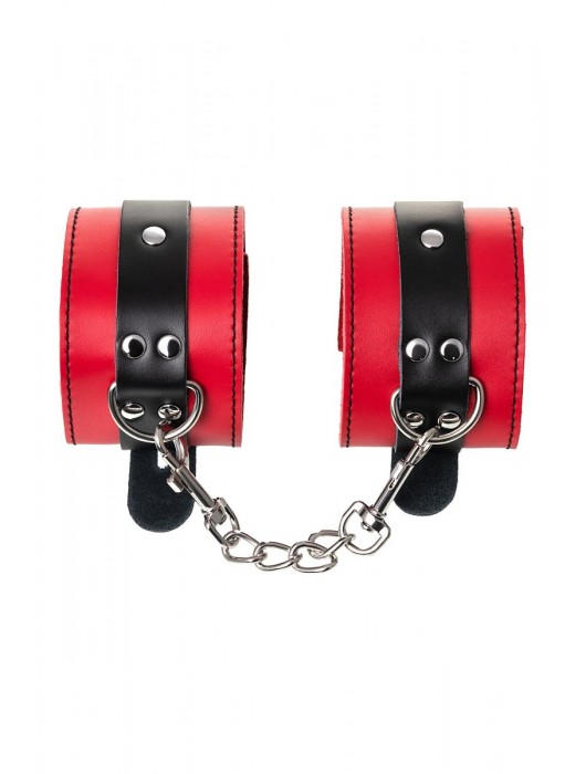 Красно-черные оковы на ноги из кожи - ToyFa - купить с доставкой в Нижневартовске
