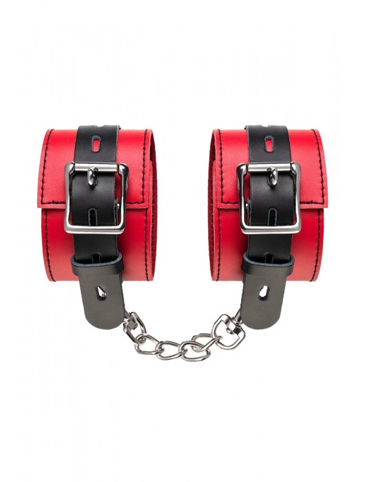 Красно-черные оковы на ноги из кожи - ToyFa - купить с доставкой в Нижневартовске