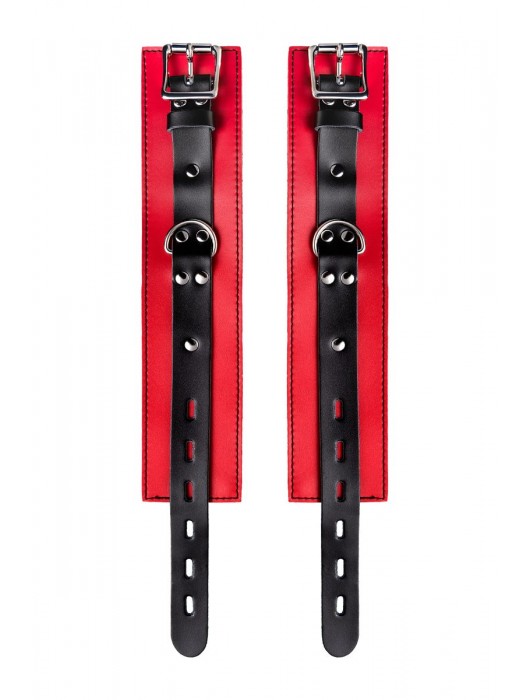 Красно-черные оковы на ноги из кожи - ToyFa - купить с доставкой в Нижневартовске