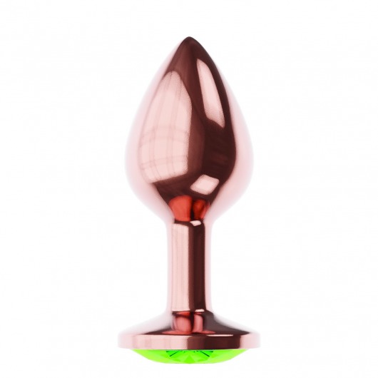Пробка цвета розового золота с лаймовым кристаллом Diamond Emerald Shine S - 7,2 см. - Lola Games - купить с доставкой в Нижневартовске