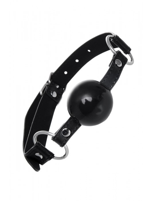 Черный кляп-шар на кожаных ремешках Anonymo - ToyFa - купить с доставкой в Нижневартовске