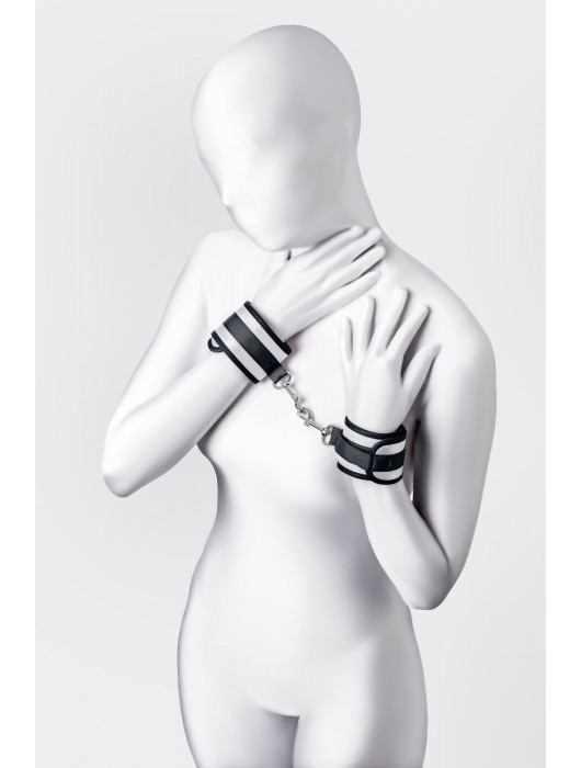 Серебристо-черные наручники Anonymo - ToyFa - купить с доставкой в Нижневартовске