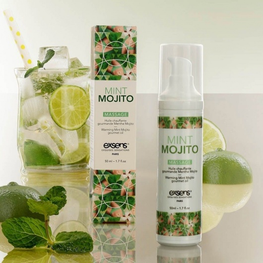 Разогревающее массажное масло с ароматом мохито Gourmet Mint Mojito - 50 мл. - Exsens - купить с доставкой в Нижневартовске