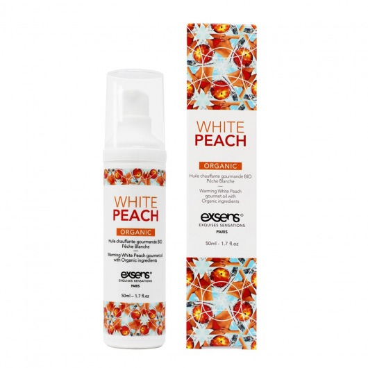 Разогревающее массажное масло Gourmet White Peach Organic с органическими ингредиентами - 50 мл. - Exsens - купить с доставкой в Нижневартовске