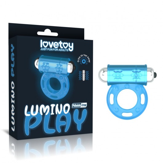 Голубое, светящееся в темноте эрекционное виброкольцо Lumino Play Vibrating Penis Ring - Lovetoy - в Нижневартовске купить с доставкой