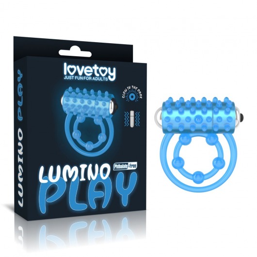 Голубое, светящееся в темноте виброкольцо Lumino Play Vibrating Penis Ring - Lovetoy - в Нижневартовске купить с доставкой