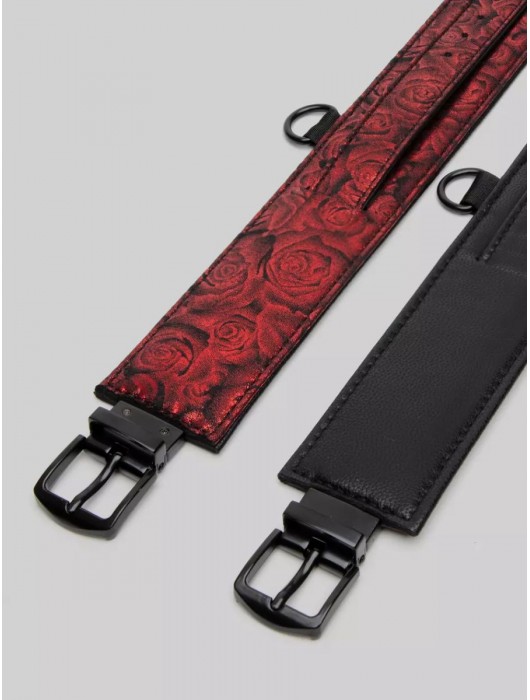 Красно-черные оковы Reversible Faux Leather Ankle Cuffs - Fifty Shades of Grey - купить с доставкой в Нижневартовске