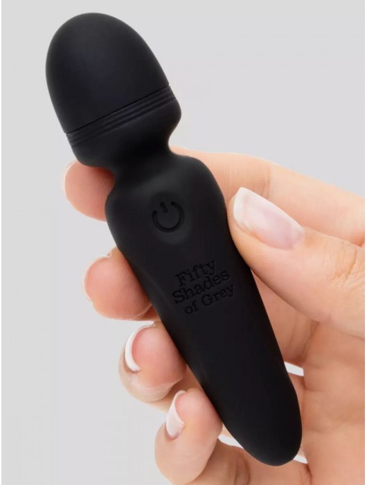 Черный мини-wand Sensation Rechargeable Mini Wand Vibrator - 10,1 см. - Fifty Shades of Grey