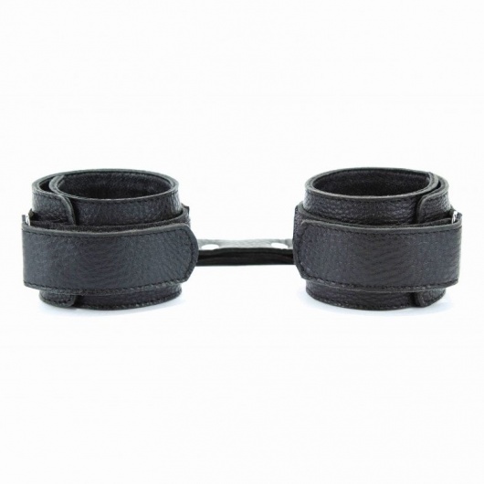 Чёрные кожаные наручники - БДСМ Арсенал - купить с доставкой в Нижневартовске