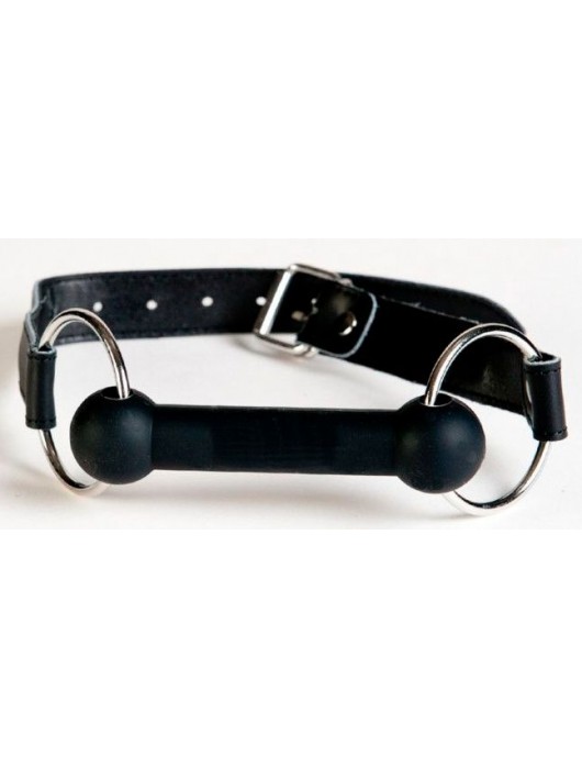 Чёрный кляп-трензель на кожаных ремешках - ToyFa - купить с доставкой в Нижневартовске