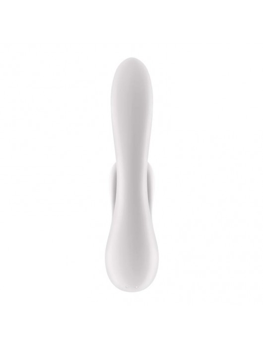 Белый вибратор-кролик Double Flex с двумя клиторальными отростками - 20,1 см. - Satisfyer
