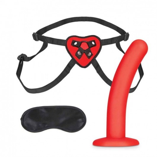 Красный поясной фаллоимитатор Red Heart Strap on Harness   5in Dildo Set - 12,25 см. - Lux Fetish - купить с доставкой в Нижневартовске