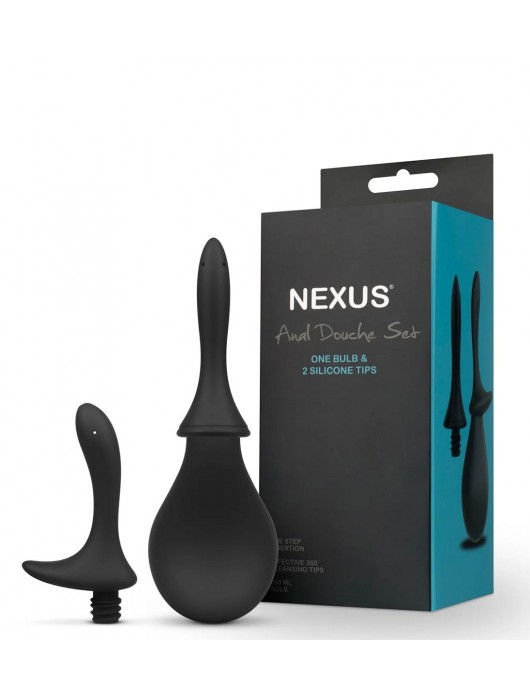 Черный анальный душ Nexus Anal Douche Set с 2 сменными насадками - Nexus Range - купить с доставкой в Нижневартовске