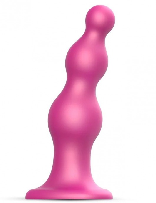 Розовая насадка Strap-On-Me Dildo Plug Beads size S - Strap-on-me - купить с доставкой в Нижневартовске