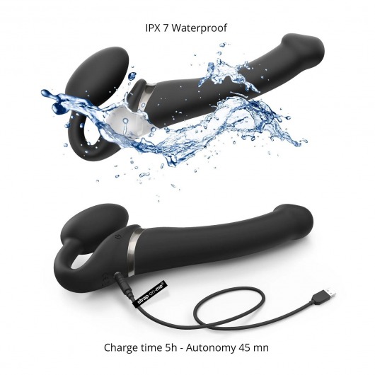 Черный безремневой вибрострапон Silicone Bendable Strap-On - size XL - Strap-on-me - купить с доставкой в Нижневартовске