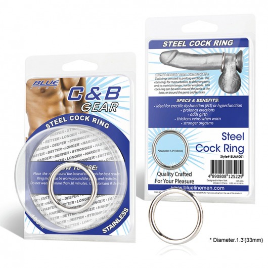 Стальное эрекционное кольцо STEEL COCK RING - 3.5 см. - BlueLine - в Нижневартовске купить с доставкой