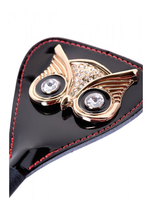 Чёрный стек с совой на кожаном наконечнике - 24 см. - ToyFa - купить с доставкой в Нижневартовске