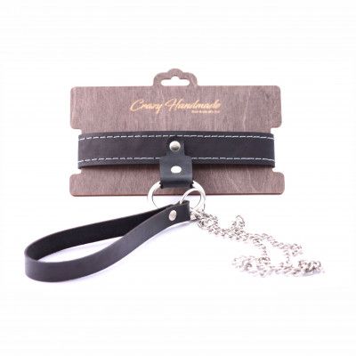 Узкий однослойный ошейник с поводком - Crazy Handmade - купить с доставкой в Нижневартовске