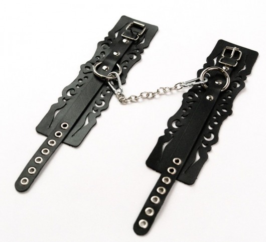 Узорчатые кожаные оковы с регулируемыми ремешками - Crazy Handmade - купить с доставкой в Нижневартовске