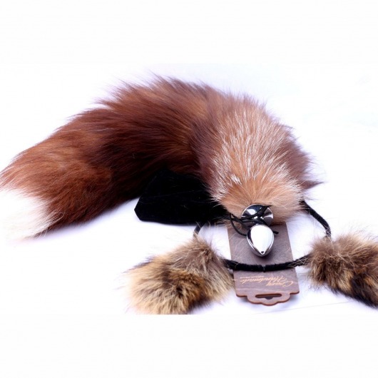 Игровой комплект: серебристая анальная пробка с пушистым хвостом и ободок-ушки - Crazy Handmade - купить с доставкой в Нижневартовске