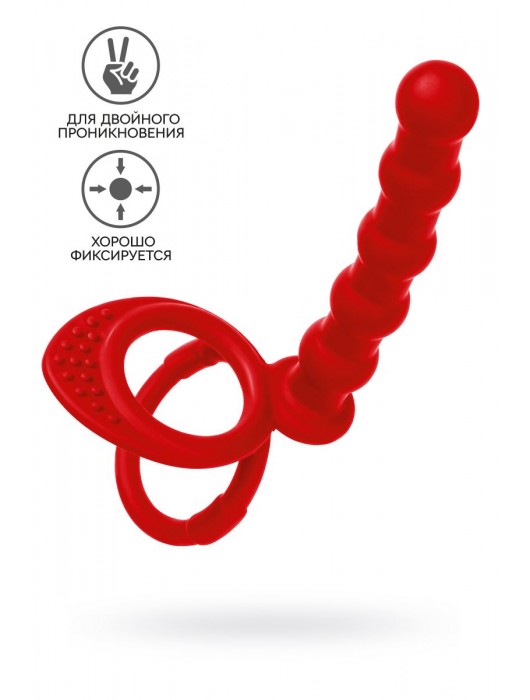 Красная насадка на пенис для двойного проникновения - 19,5 см. - ToyFa - купить с доставкой в Нижневартовске