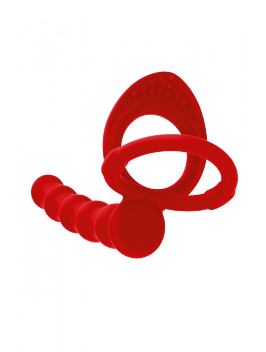 Красная насадка на пенис для двойного проникновения - 19,5 см. - ToyFa - купить с доставкой в Нижневартовске