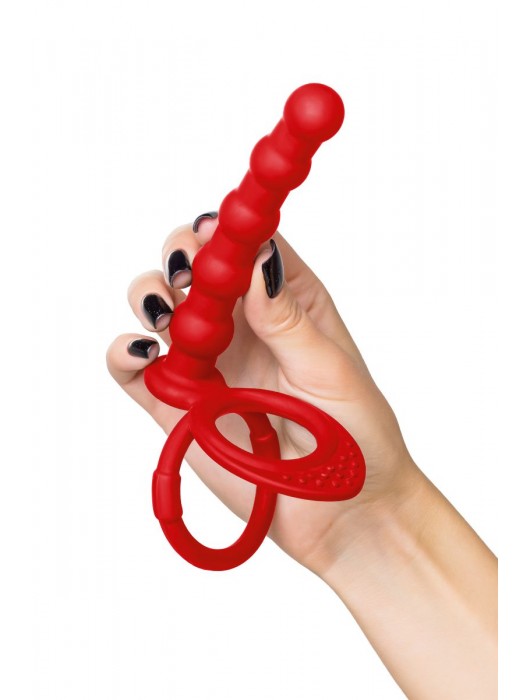 Красная насадка на пенис для двойного проникновения - 19,5 см. - ToyFa - купить с доставкой в Нижневартовске