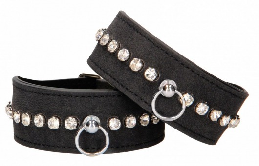 Черные поножи Diamond Studded Ankle Cuffs - Shots Media BV - купить с доставкой в Нижневартовске