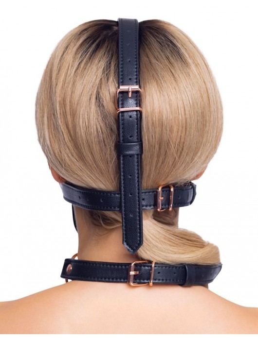 Черный намордник с кляпом-шаром Head Harness With A Gag - Orion - купить с доставкой в Нижневартовске