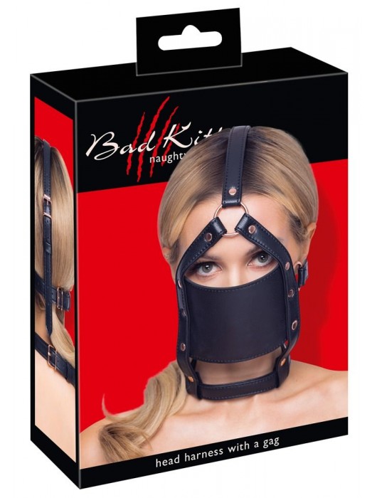 Черный намордник с кляпом-шаром Head Harness With A Gag - Orion - купить с доставкой в Нижневартовске
