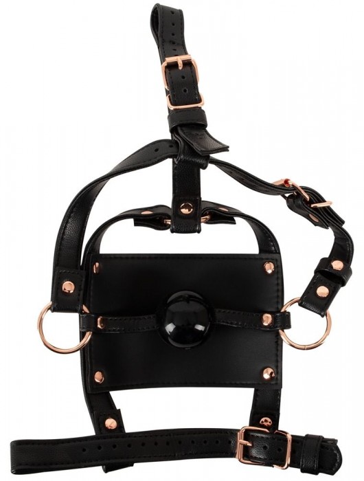 Черный намордник с кляпом-шаром Head Harness With A Gag - Orion - купить с доставкой в Нижневартовске
