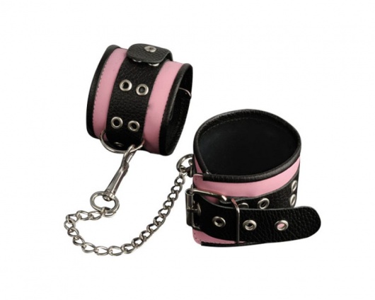 Кожаные розовые оковы с черным широким ремешком - Sitabella - купить с доставкой в Нижневартовске
