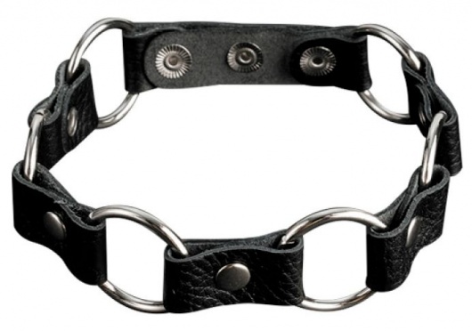 Кожаный черный ошейник с кольцами - Sitabella - купить с доставкой в Нижневартовске