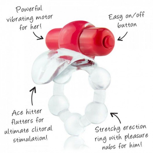 Виброкольцо с язычком и красным виброэлементом Overtime - Screaming O - в Нижневартовске купить с доставкой