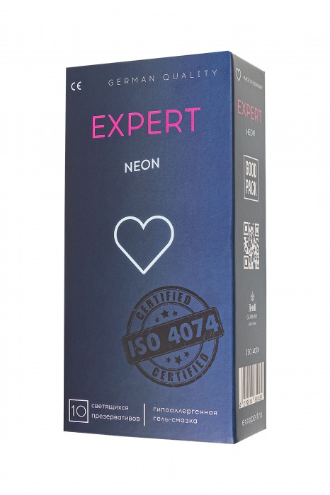 Светящиеся в темноте презервативы EXPERT Neon - 10 шт. - Expert - купить с доставкой в Нижневартовске