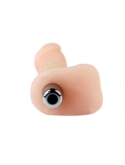 Телесный мини-вибромассажер с мошонкой - 12,5 см. - Baile