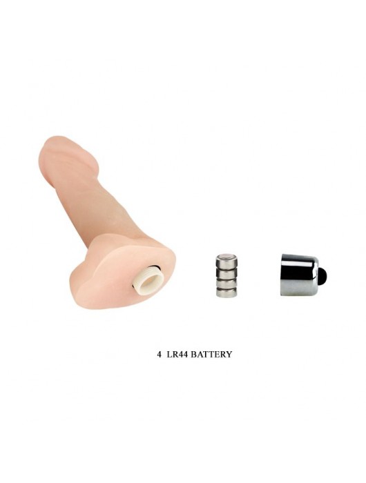 Телесный мини-вибромассажер с мошонкой - 12,5 см. - Baile