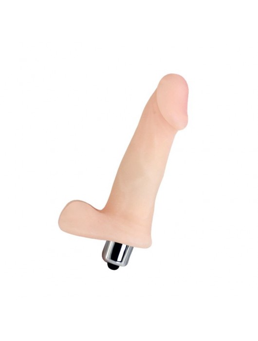 Телесный мини-вибромассажер с мошонкой - 12,5 см. - Baile
