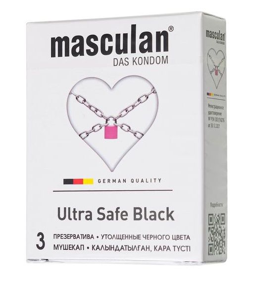 Ультрапрочные презервативы Masculan Ultra Safe Black - 3 шт. - Masculan - купить с доставкой в Нижневартовске