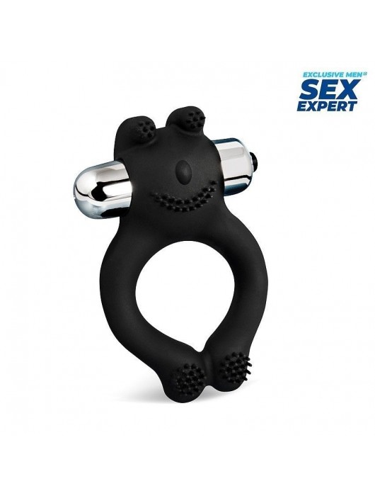 Черное силиконовое эрекционное виброкольцо Sex Expert - Sex Expert - в Нижневартовске купить с доставкой