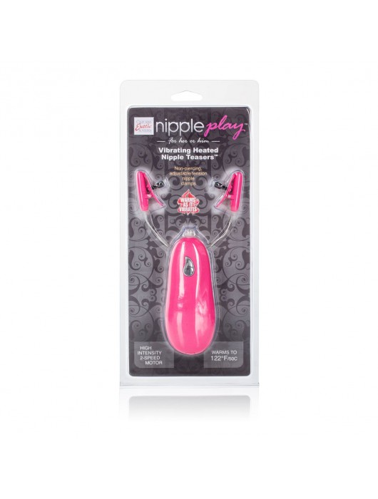 Розовые зажимы на соски с нагревательным эффектом с вибрацией Heated Nipple Teasers - California Exotic Novelties