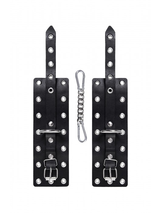 Черные кожаные однослойные наручники с люверсами - Pecado - купить с доставкой в Нижневартовске