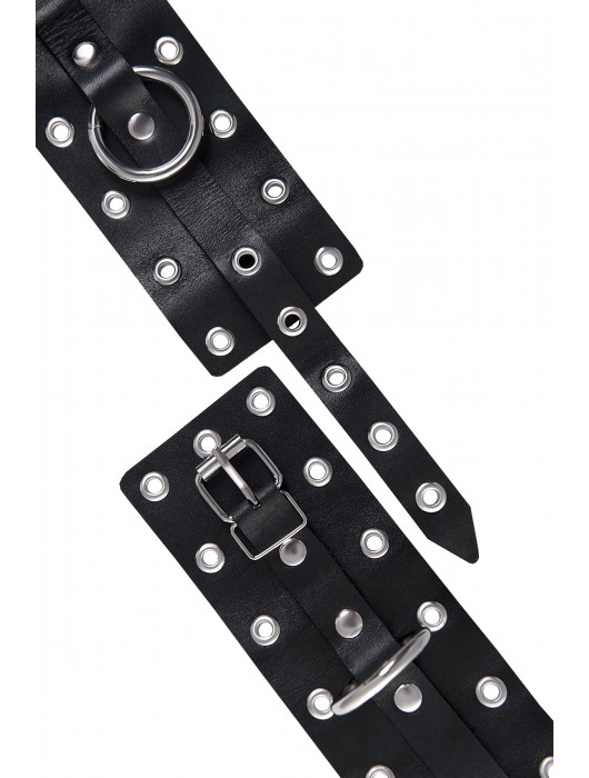 Черные кожаные однослойные наручники с люверсами - Pecado - купить с доставкой в Нижневартовске